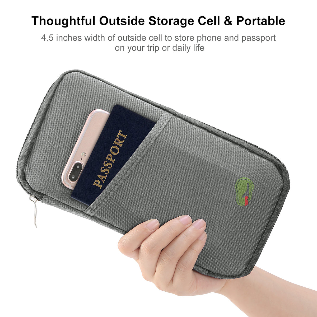 12-Pocket Travel Passport Wallet – Zip Document Organizer