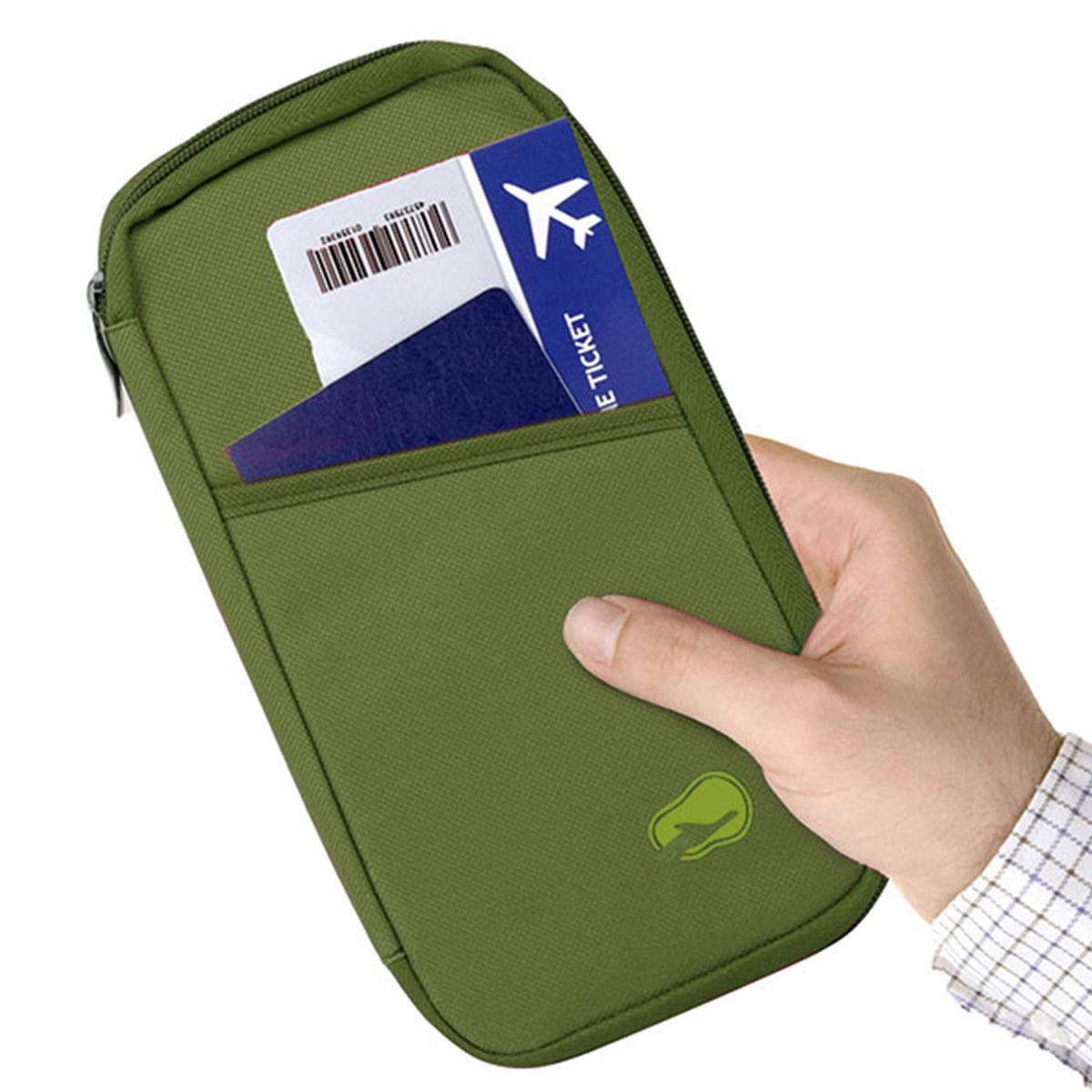 12-Pocket Travel Passport Wallet – Zip Document Organizer