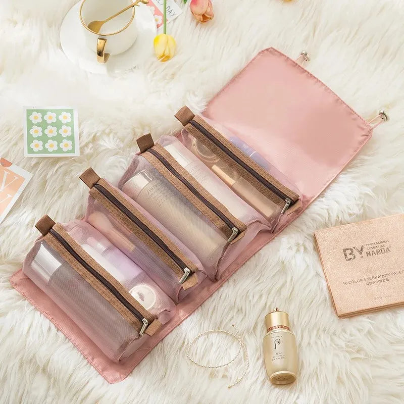 4-in-1 Roll-Up Toiletry Bag – Travel Cosmetic Organizer